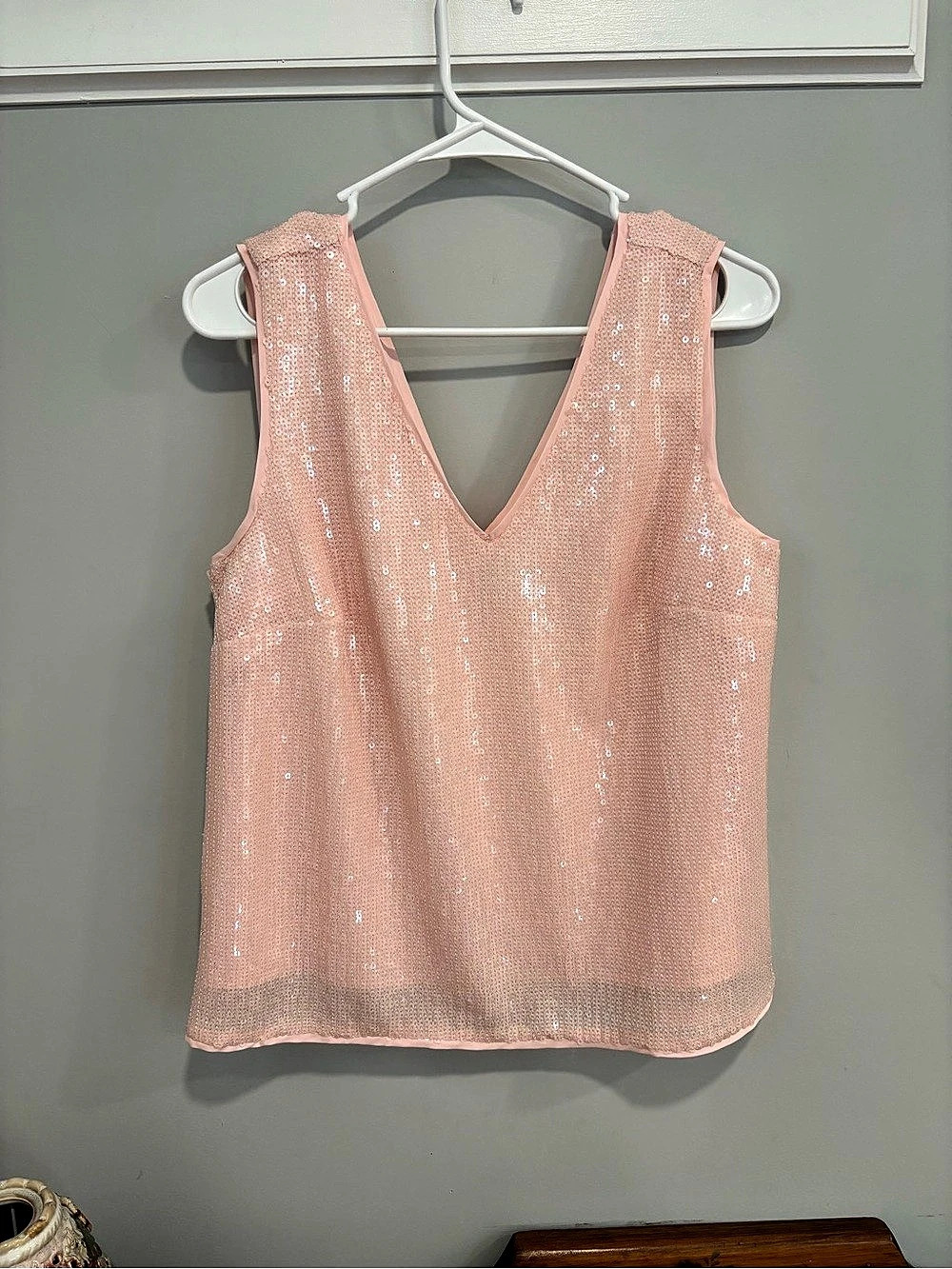 J.Crew Sequin V-Neck Tank in Pink Large Like New